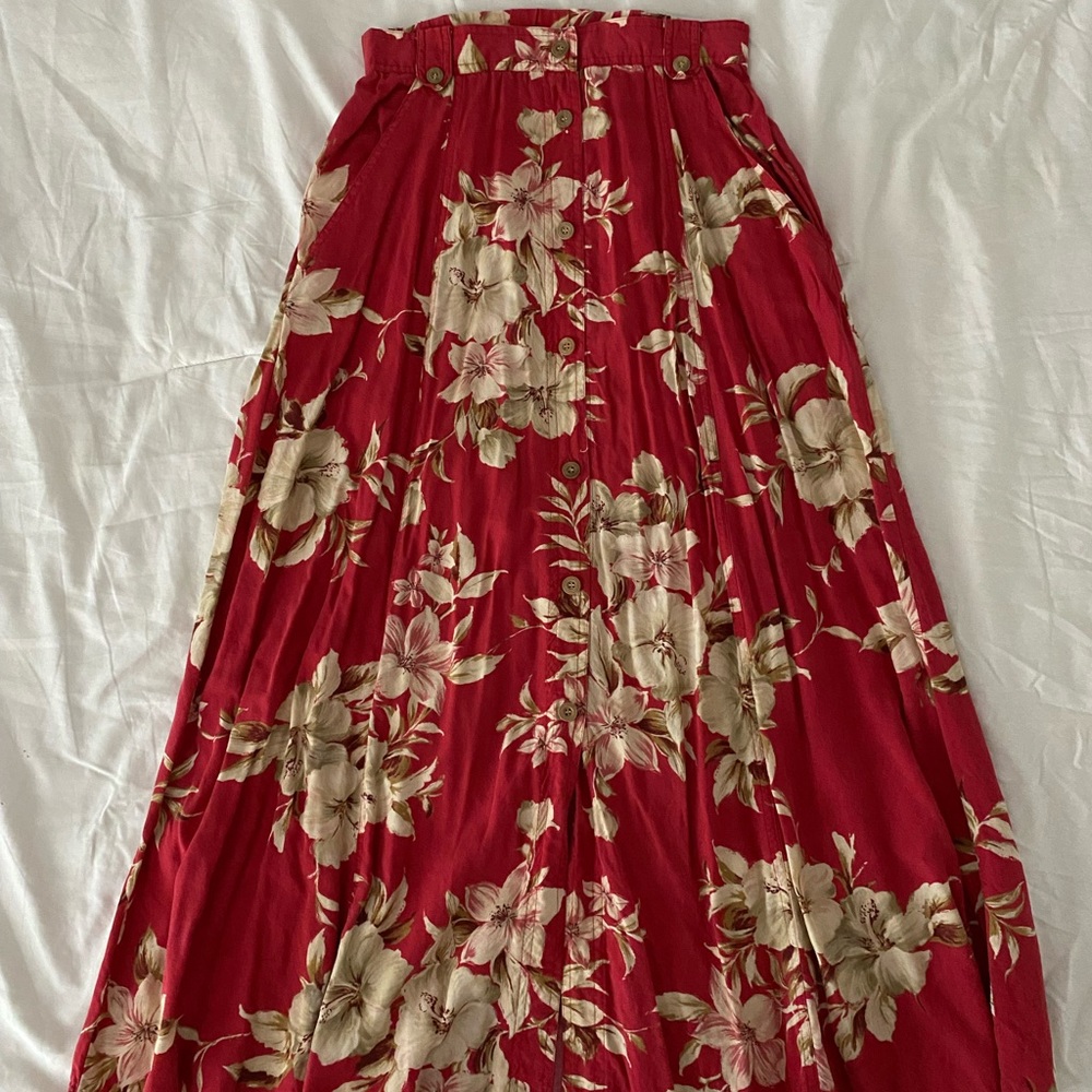 Koret Red Floral Maxi Skirt